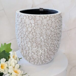 Kaspó kerek, famintás- szürke