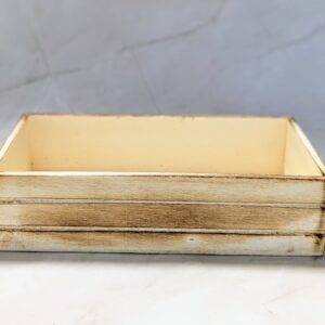 Csíkozott fa láda 11*20 - Natúr