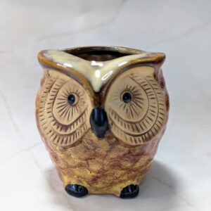 Bagoly kerámia kaspó - Barna