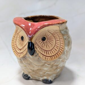 Bagoly kerámia kaspó - Drapp