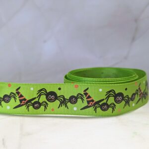 Halloween szalag- zöld pókos