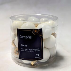 Üveg gömb akasztós gyapjú fehér 2,5cm 24db-os