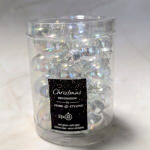 Üveggömb akasztós irizáló 2,5cm 24db-os