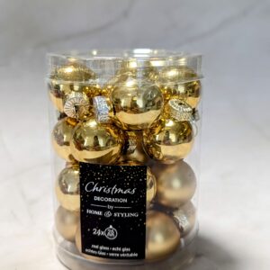 Üveggömb akasztós arany 2,5cm 24db-os