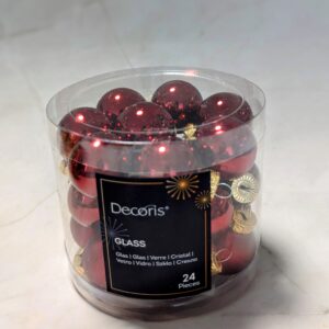 Üveg gömb akasztós bordó 2,5cm 24db-os