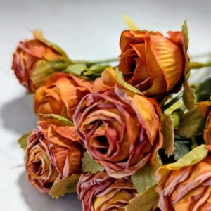 Szárított hatású 10 fejes rózsa csokor - Narancs