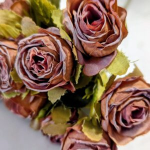 Szárított hatású 10 fejes rózsa csokor - Barna