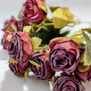 Szárított hatású 10 fejes rózsa csokor - Bordó