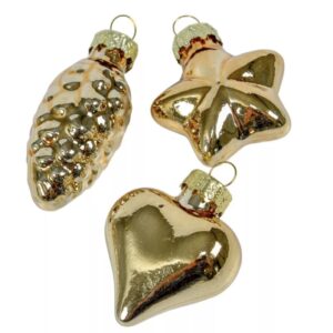 Üvegdísz akasztós arany 4-7cm 12db-os