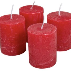 Rusztikus henger gyertya 40x50mm piros 4db/csom