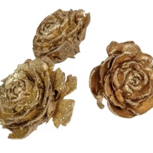 Cédrus rózsa fej 3-5cm aranyglitter 10dkg/csom