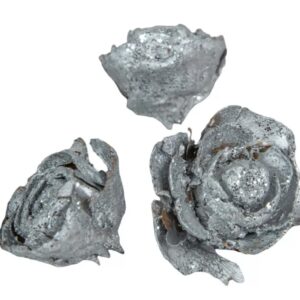 Cédrus rózsa fej 3-5cm ezüstglitter 10dkg/csom