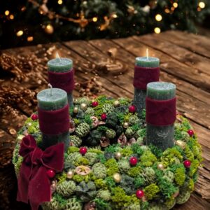 Zöld-bordó elegáns ünnepi dekoráció