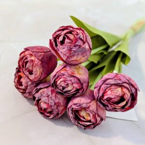 7 szálas szárított hatású tulipán csokor - Bordó